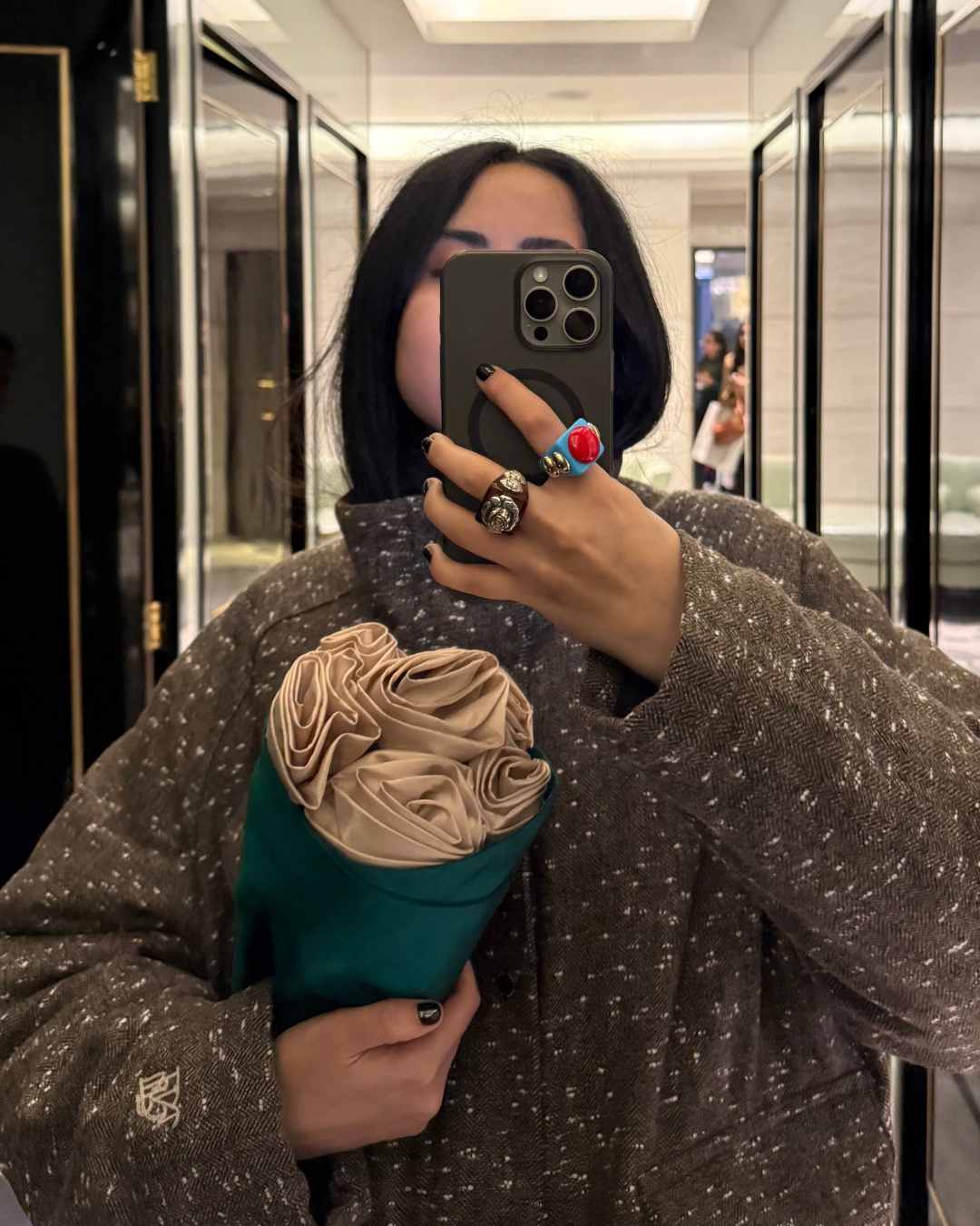 Bouquet Bag - nude & green