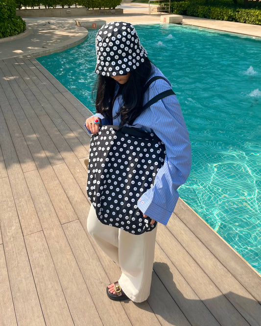 Extra Button Polka - Vamos Tote Bag + Bucket Hat