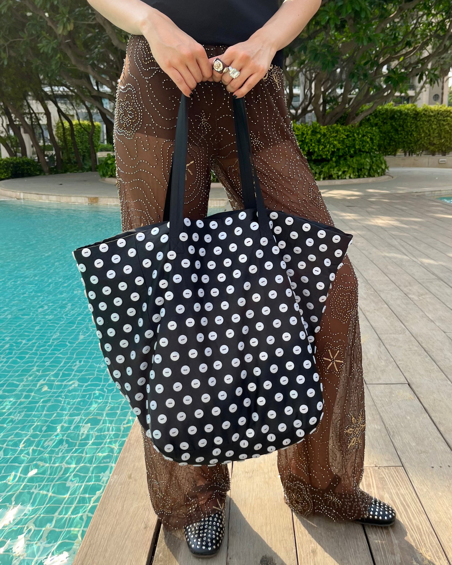 Vamos Tote Bag - Button Polka